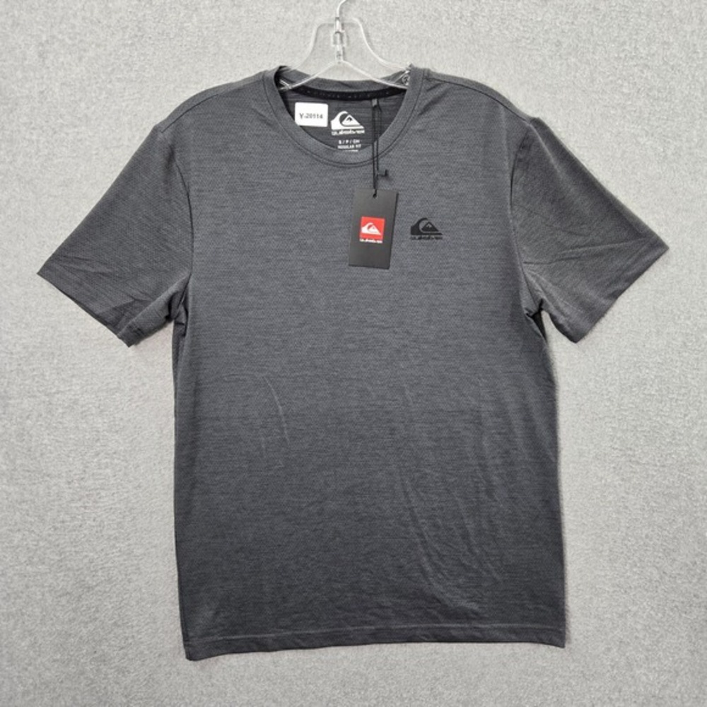 Quiksilver Men Shirt Small Gray Logo Everyday Crew Tee Polyester Spandex NWT